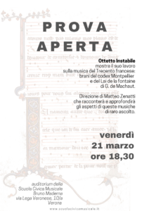 volantino di presentazione della prova aperta del 21 marzo